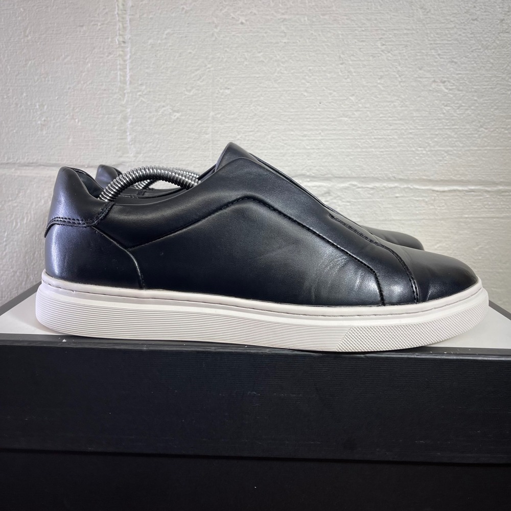 Nordstrom Rack 58665 Black Leather Casual Sneaker Shoes Slip On Men's 8.5 M
